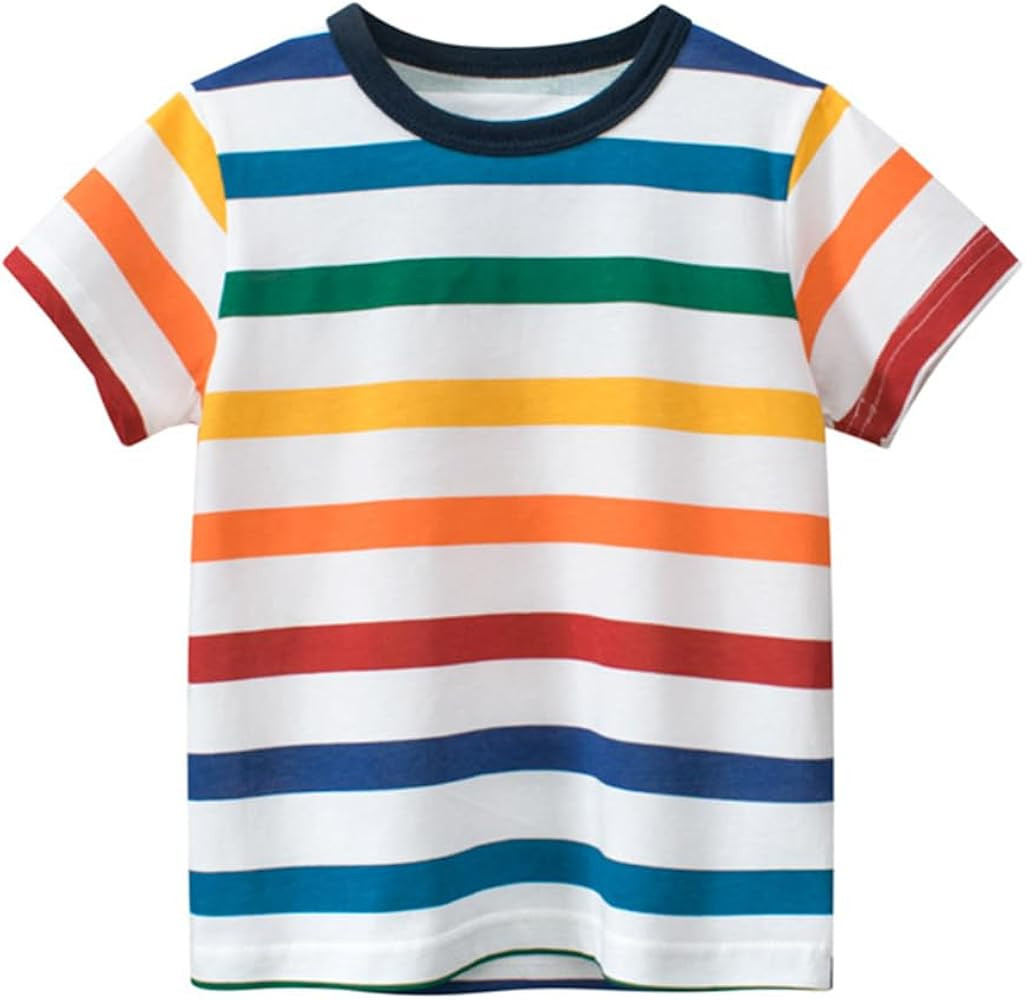 Stripe T Shirt Toddler Boys and Girls Kids Short Sleeve Shirts Rainbow | Amazon (US)
