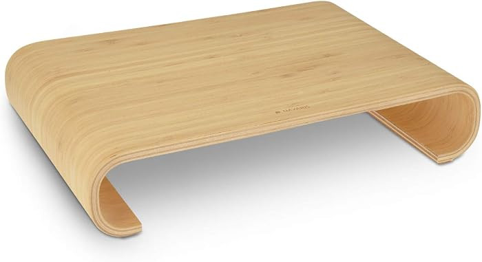 Navaris Wood Monitor Stand Riser - Computer Desk Organizer Desktop Dock Wooden Mount Display for ... | Amazon (US)