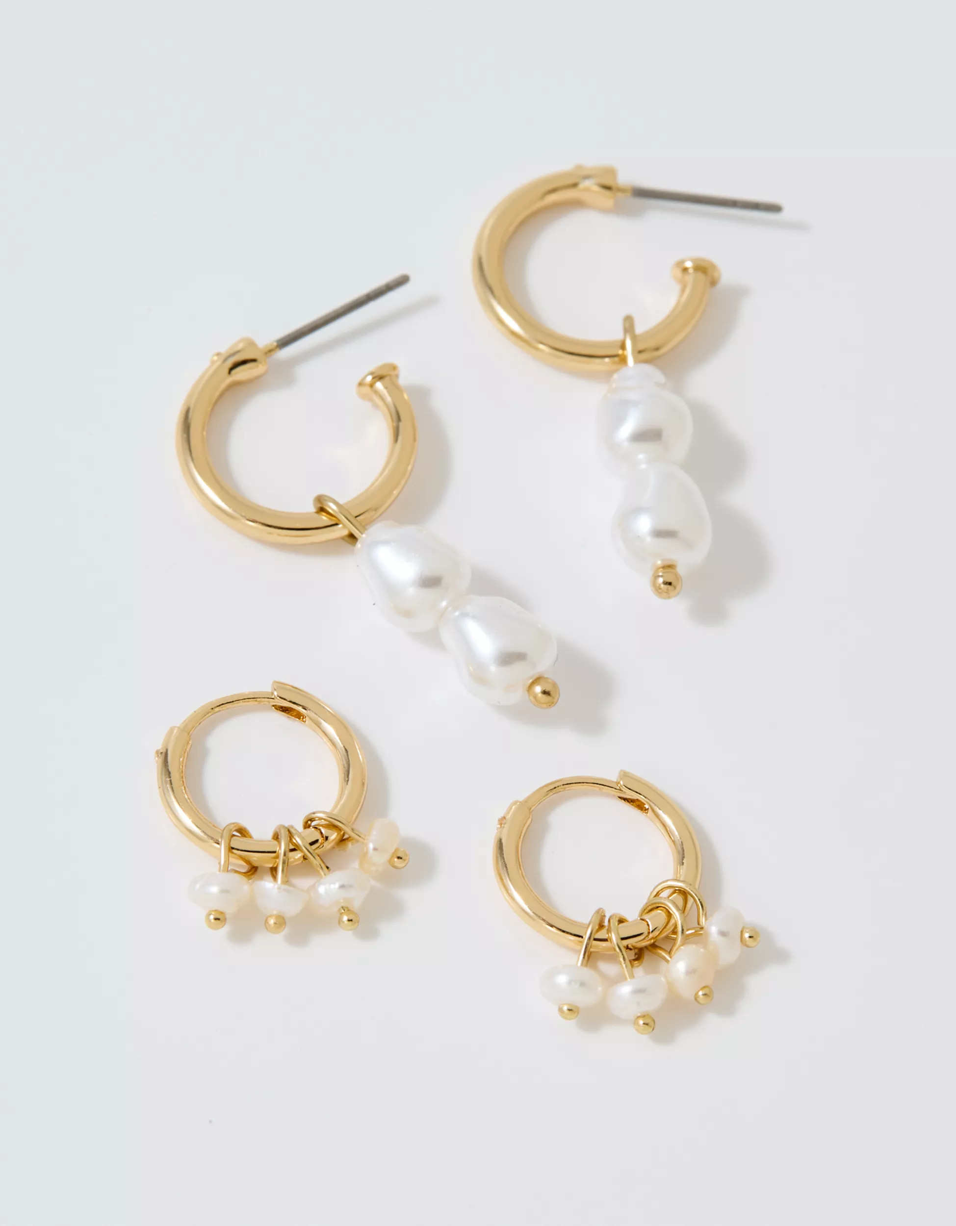 Aerie Hoop And Pearl Earrings 2-Pack | Aerie