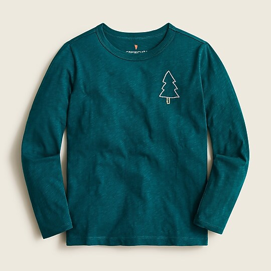 Girls' long-sleeve chain stitch critter T-shirt | J. Crew US