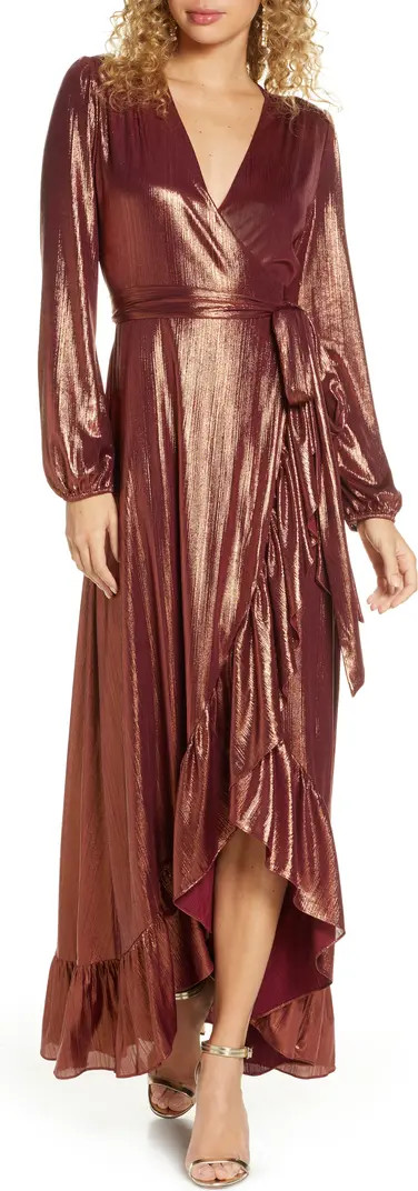 Meryl Long Sleeve Wrap High/Low Gown | Nordstrom