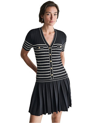 Women's V-Neck Striped Drop-Waist Mini Dress | Macy's