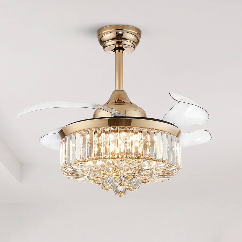 Siljoy 36 Inch Fandelier, Chandelier Fan with Light Remote Control, Crystal Ceiling Fan Gold Fand... | Amazon (US)
