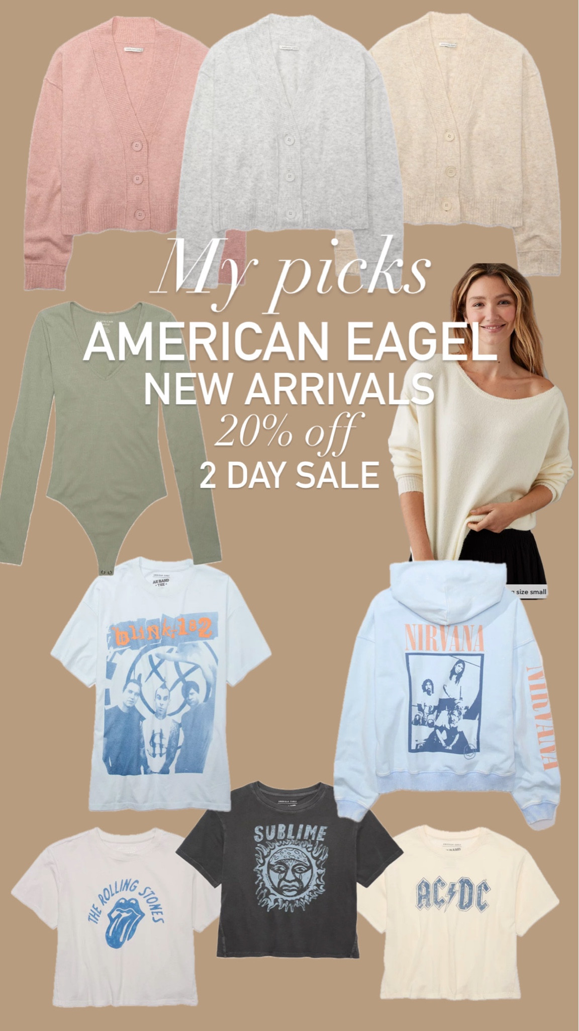 American Eagle. New arrivals. Sale. Sweaters. Band shirts. Crop shirts 

#LTKstyletip #LTKsalealert