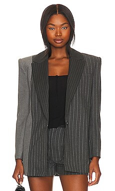 Alice + Olivia Colley Blazer in Grey & Charcoal Pinstripe from Revolve.com | Revolve Clothing (Global)