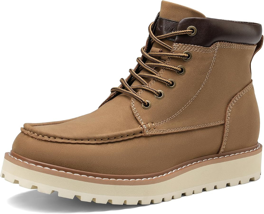 Bruno Marc Men's Moc Toe Boot Fashion Comfort Casual Wedge Boots | Amazon (US)