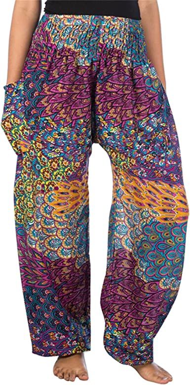 LOFBAZ Elephant Yoga Harem Pants for Women S-4XL Plus Boho Hippie Clothing PJ | Amazon (US)