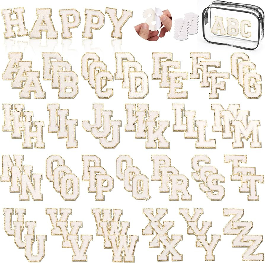 Chenille Letters Patches 78Pcs Self-Adhesive Letter Patches Sticker White Varsity Applique Fabric... | Amazon (US)