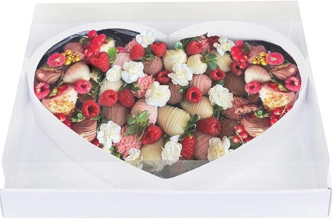WENPACK 12" Cardboard Big Heart Shaped Charcuterie Mache Flowers Packaging Strawberries Sweets Gi... | Amazon (US)