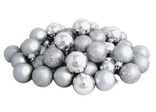 96ct Shatterproof Silver Splendor 4-Finish Christmas Ball Ornaments 1.5" (40mm) | Amazon (US)
