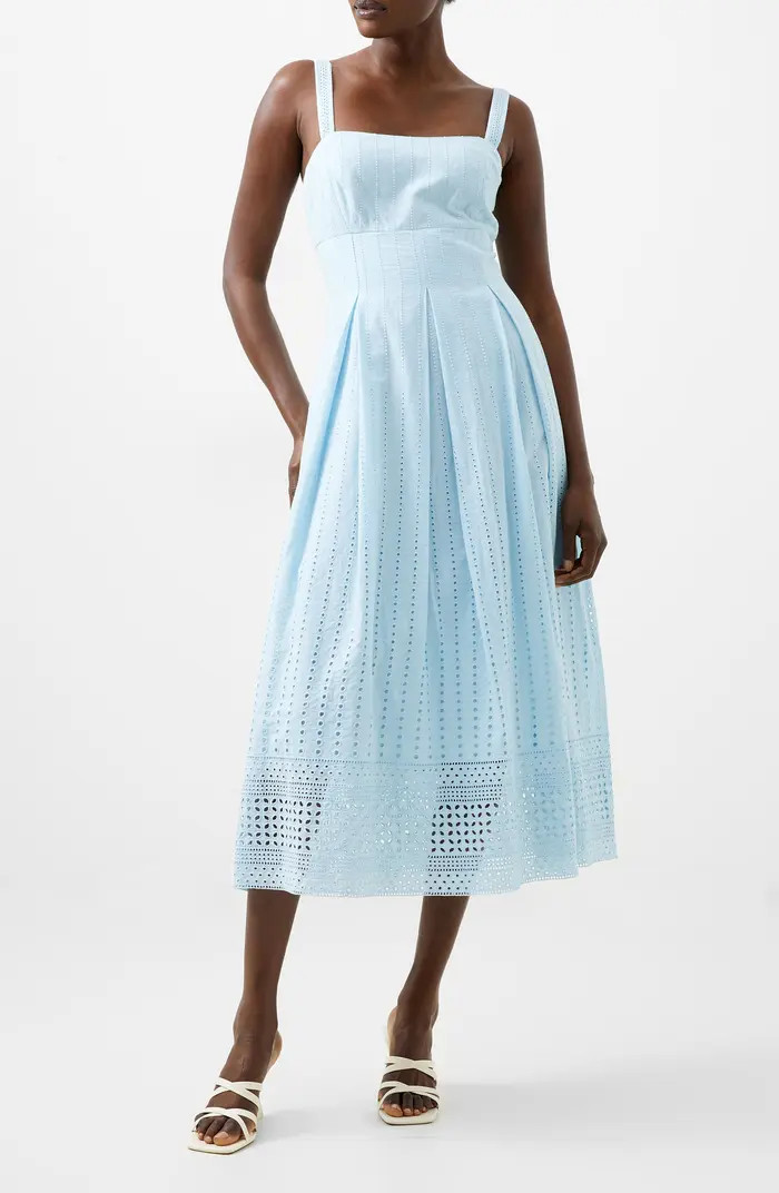 French Connection Abana Biton Broderie Midi Sundress | Nordstrom | Nordstrom