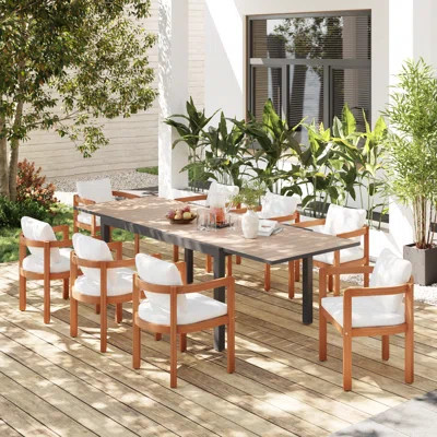 8-person Rectangular Outdoor Dining Set With Cushions | Wayfair North America