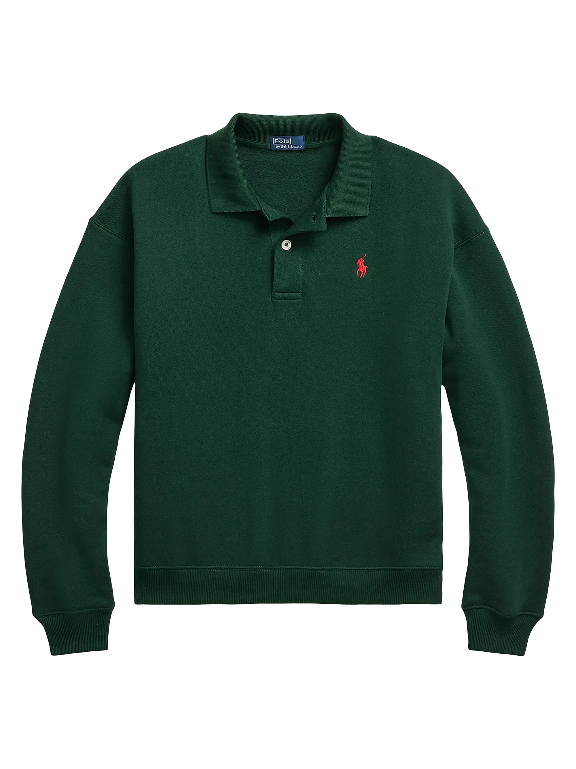 Polo Ralph LaurenLogo Cotton-Blend Fleece Polo Sweater | Saks Fifth Avenue