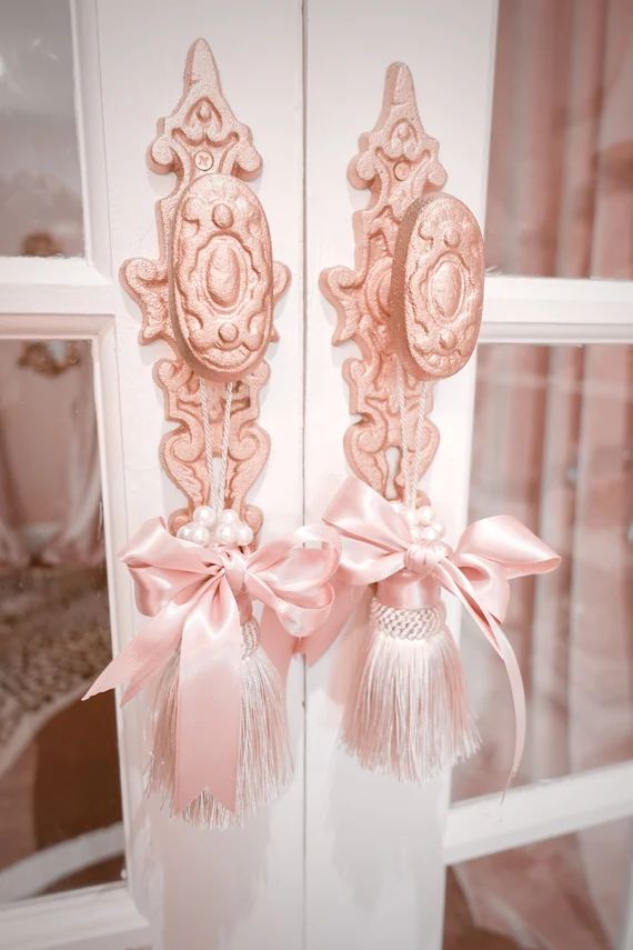 Pearl Tassels With Pearls and Pink Ribbon/ Christmas Tassels/Pink ribbon Tassels/Door Tassels/ Ch... | Etsy (US)