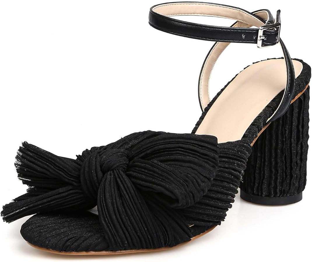 MICIFA Women's Bow Knot Heeled Sandals Open Toe High Block Ankle Strap Chunky Heels Bride Wedding... | Amazon (US)