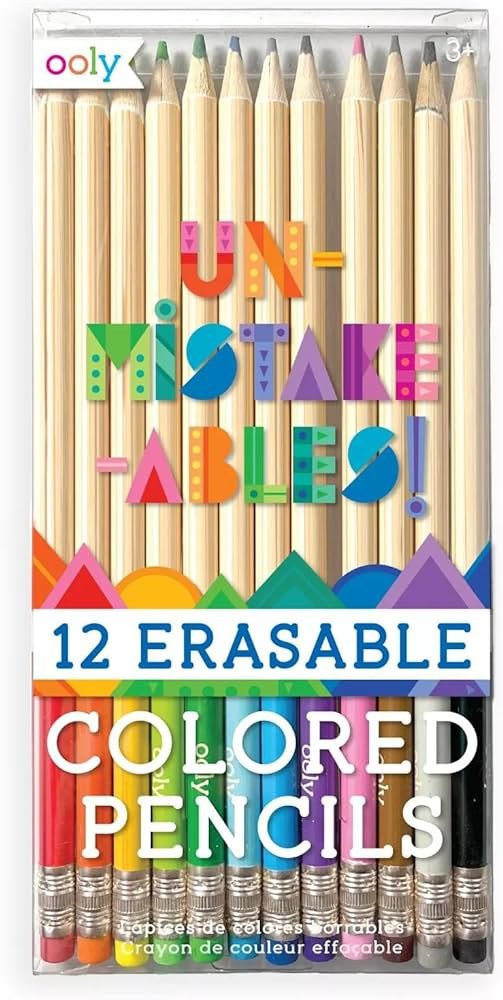 Ooly, UnMistakeAbles Erasable Colored Pencils, Stress and Mess Free Marker Pack You Can Erase, Dr... | Amazon (US)