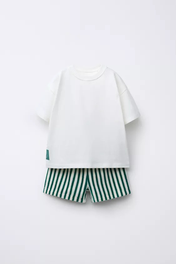 STRIPED TOWEL T-SHIRT AND BERMUDA SET | Zara US