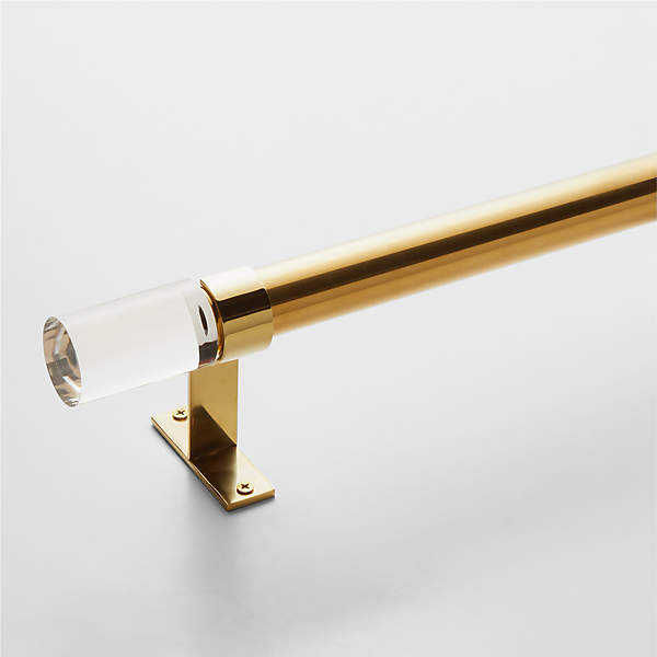 Porter Single Polished Brass Curtain Rod with Acrylic Finial 28"–48"x1.25" + Reviews | CB2 | CB2