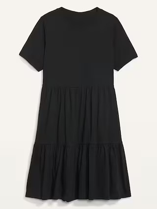 Short-Sleeve Tiered Slub-Knit Mini Swing Dress for Women | Old Navy (US)