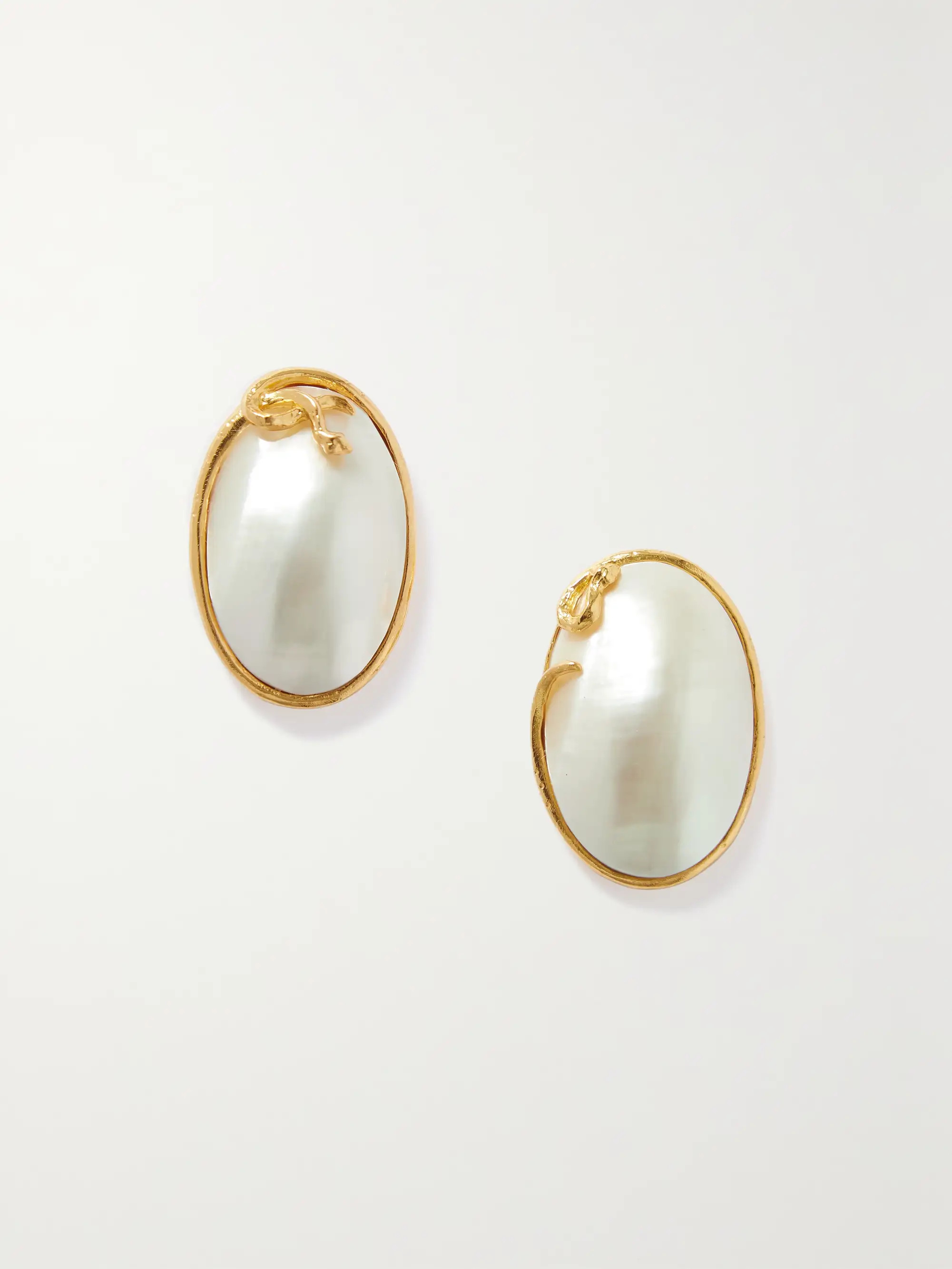 Naga gold-plated pearl earrings | NET-A-PORTER (US)