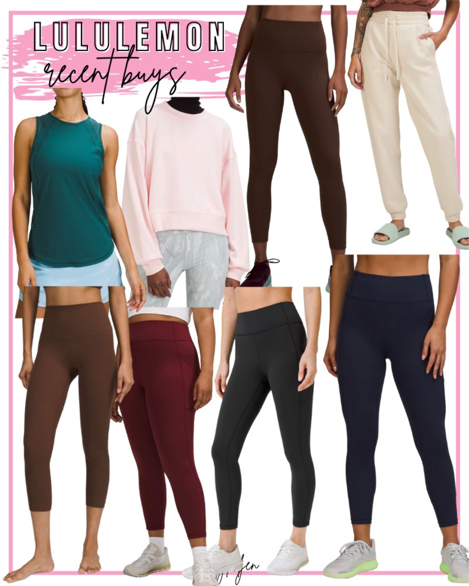 Lululemon recent buys - sculpt tank, perfectly oversized cropped crew sweatshirt, wunder train leggings and align leggings in Java, white opal scuba joggers, invigorate leggings in black navy and red merlot



#LTKfit #LTKSeasonal #LTKSale