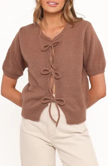 Petal & Pup Koskie Tie Front Knit Top in Brown at Nordstrom Rack, Size X-Small | Nordstrom Rack