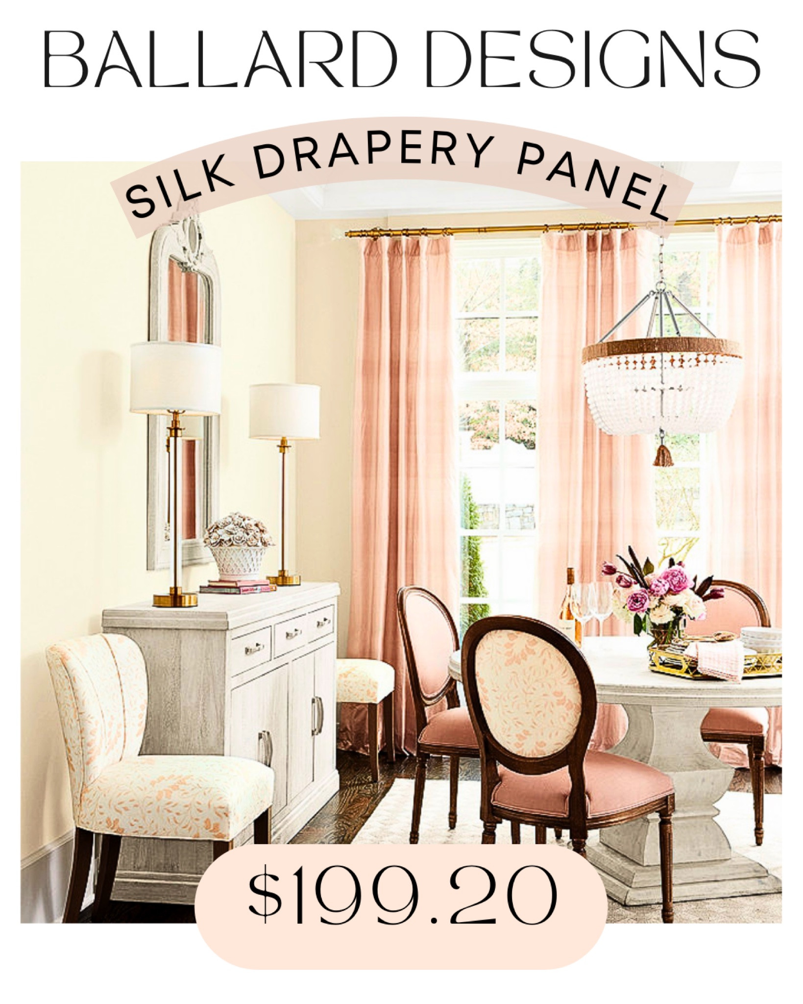 Feel like a Hollywood star in your own glamorous sanctuary with Ballard Design's Dupioni Silk Drapery Panel! 😍

This Labor Day, indulge in elegance with this luxurious hand-finished drapery panel, crafted from shimmering Dupioni silk and lined with light-reducing polyester for privacy and sun protection. 

The corners are cleverly weighted for the perfect, elegant drape. 

Hang it effortlessly with the 3" rod pocket or included hanging pins for an instant style transformation. 

✨✨ Transform your home into a Palm Beach haven with this lightly textured beauty! 

😊 Share your chic and timeless style with ne! Where would you hang this exquisite drapery panel? Let's inspire each other! 💕✨ #ChicLiving #TimelessElegance #LaborDaySale

#LTKSale #LTKhome #LTKsalealert