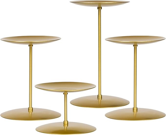smtyle Gold Candle Holders Set of 4 Candelabra with Iron-3.5" Diameter Ideal for Pillar LED Candl... | Amazon (US)