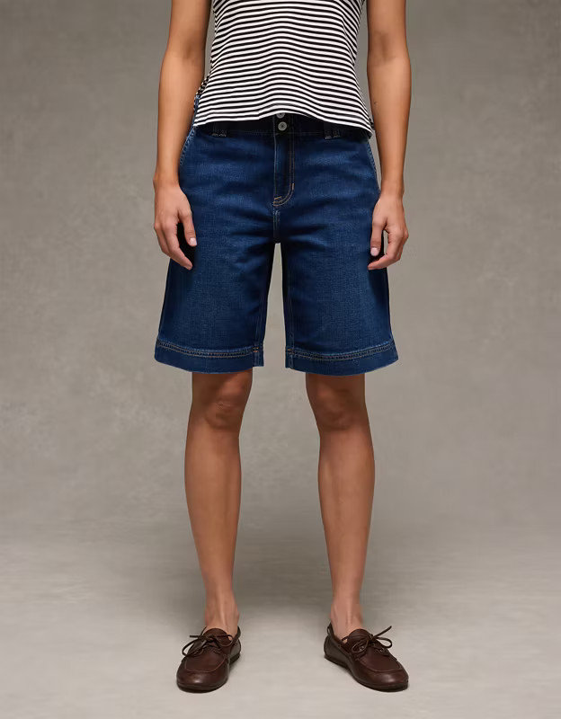 AE 11" Dreamy Drape Stretch High-Waisted Jort | American Eagle Outfitters (US & CA)