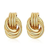 Trendy Gold Plated Knot Earrings for Women Chunky Statement Drop Dangle Earrings Lightweight Hypo... | Amazon (US)
