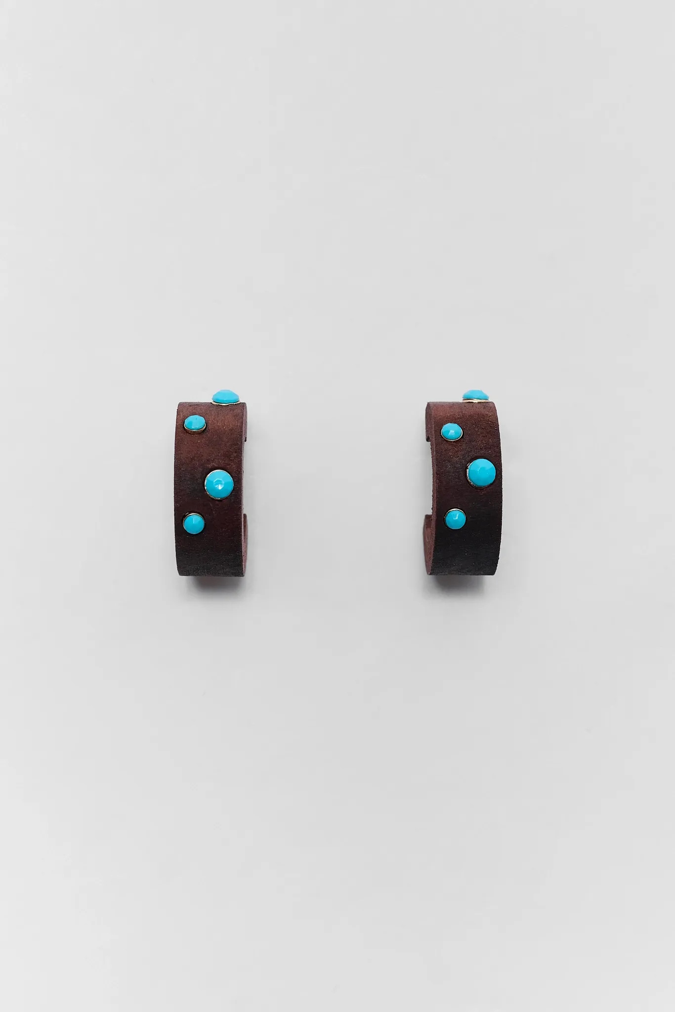 Brown Wooden Embellished Hoop Earrings | Avara