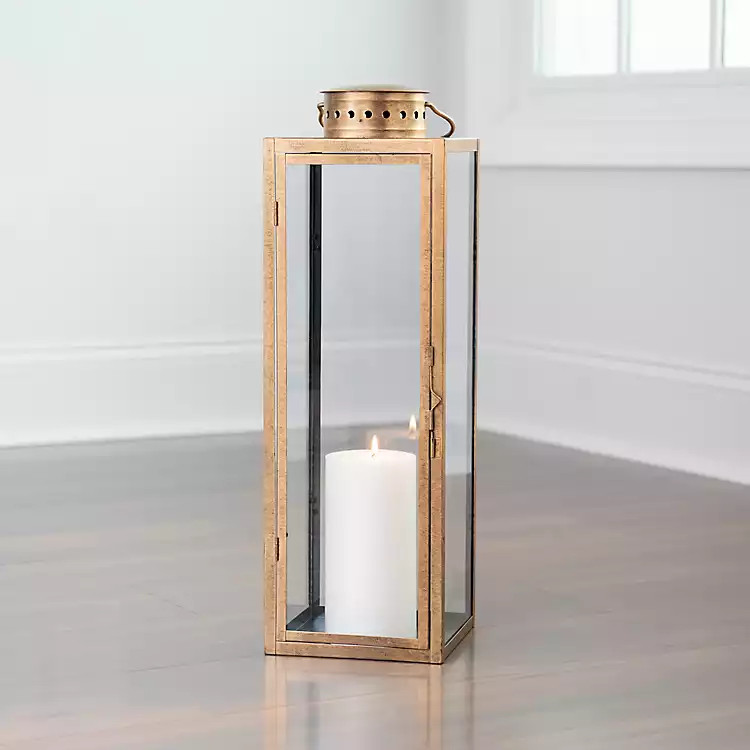 Brushed Gold Metal Open Frame Lantern, 23 in. | Kirkland's Home