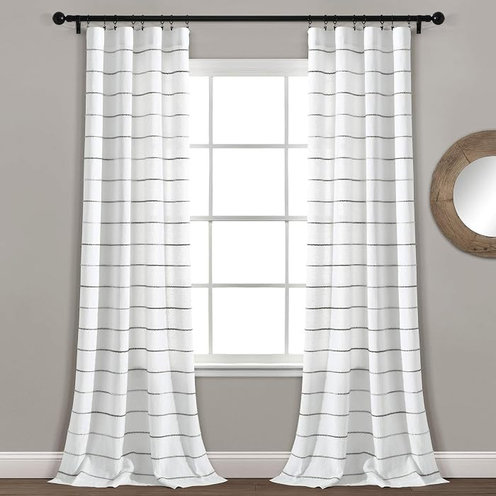Lush Decor Ombre Stripe Yarn Dyed Cotton Window Curtain Panels, Pair, 40" W x 84" L, Gray - Drape... | Amazon (US)