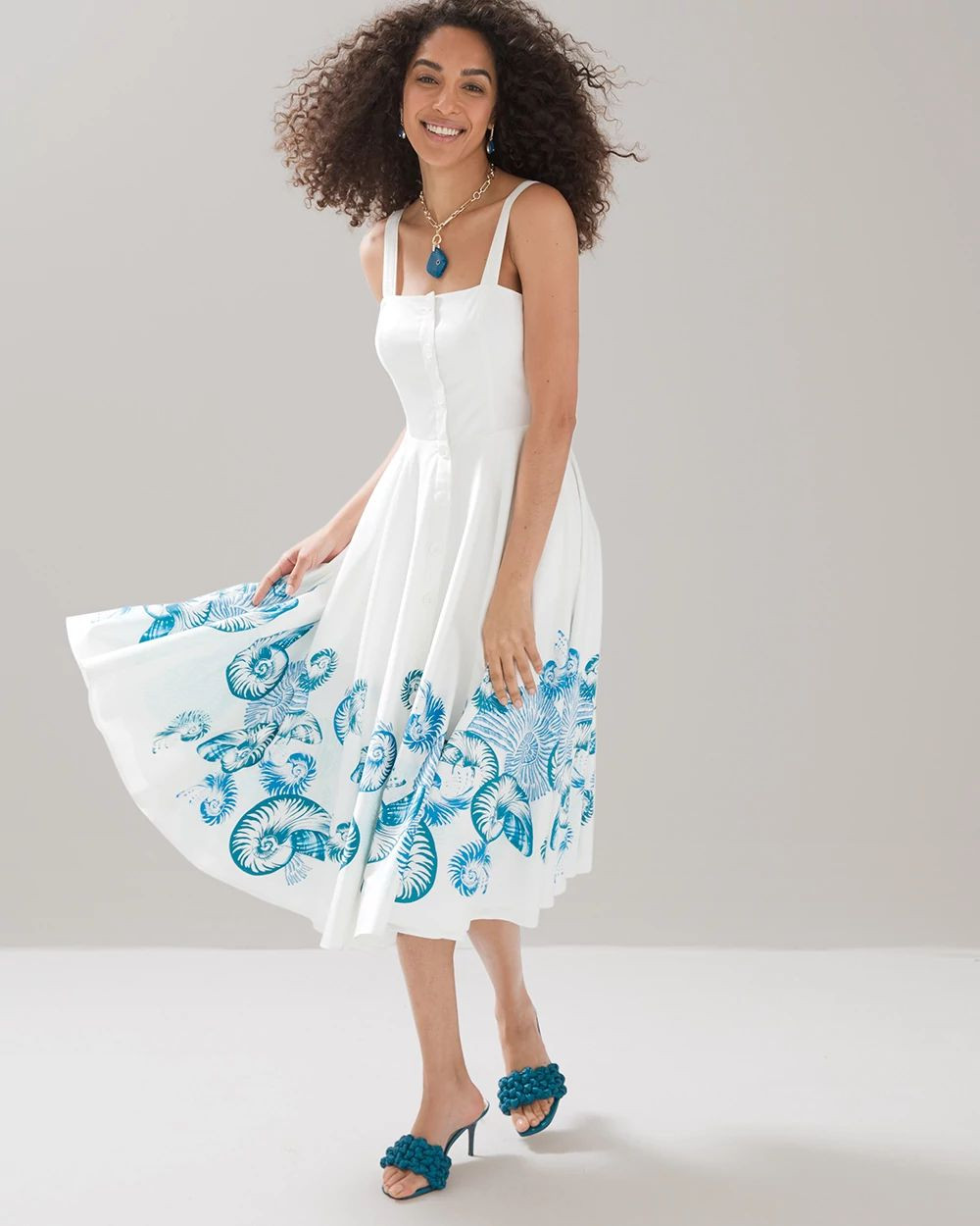 Petite Button Front Fit & Flare Midi Dress | White House Black Market