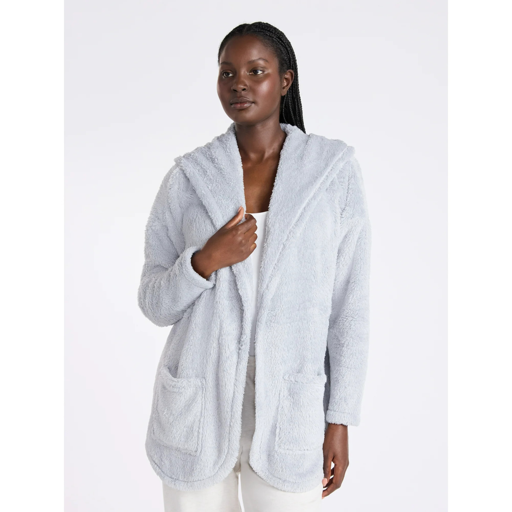 Joyspun Women’s Plush Sleep Cardigan, Size XS-3XL | Walmart (US)