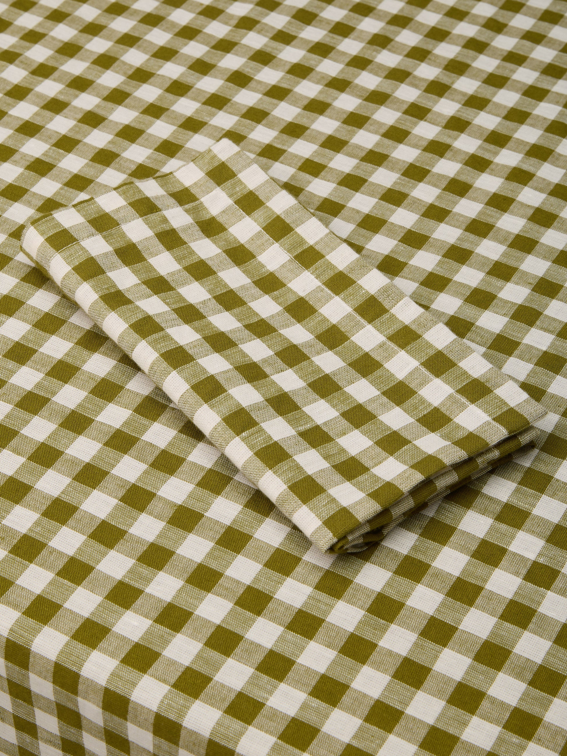Botanical Green Gingham Linen Blend Napkins Set of 4 | Piglet