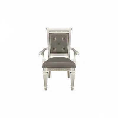 Faux Leather Upholstered Dining Chair Set with Tufted Back,Arm | Wayfair North America