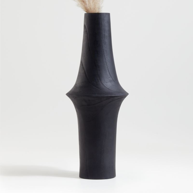 Arllon Narrow Black Wood Vase + Reviews | Crate & Barrel | Crate & Barrel