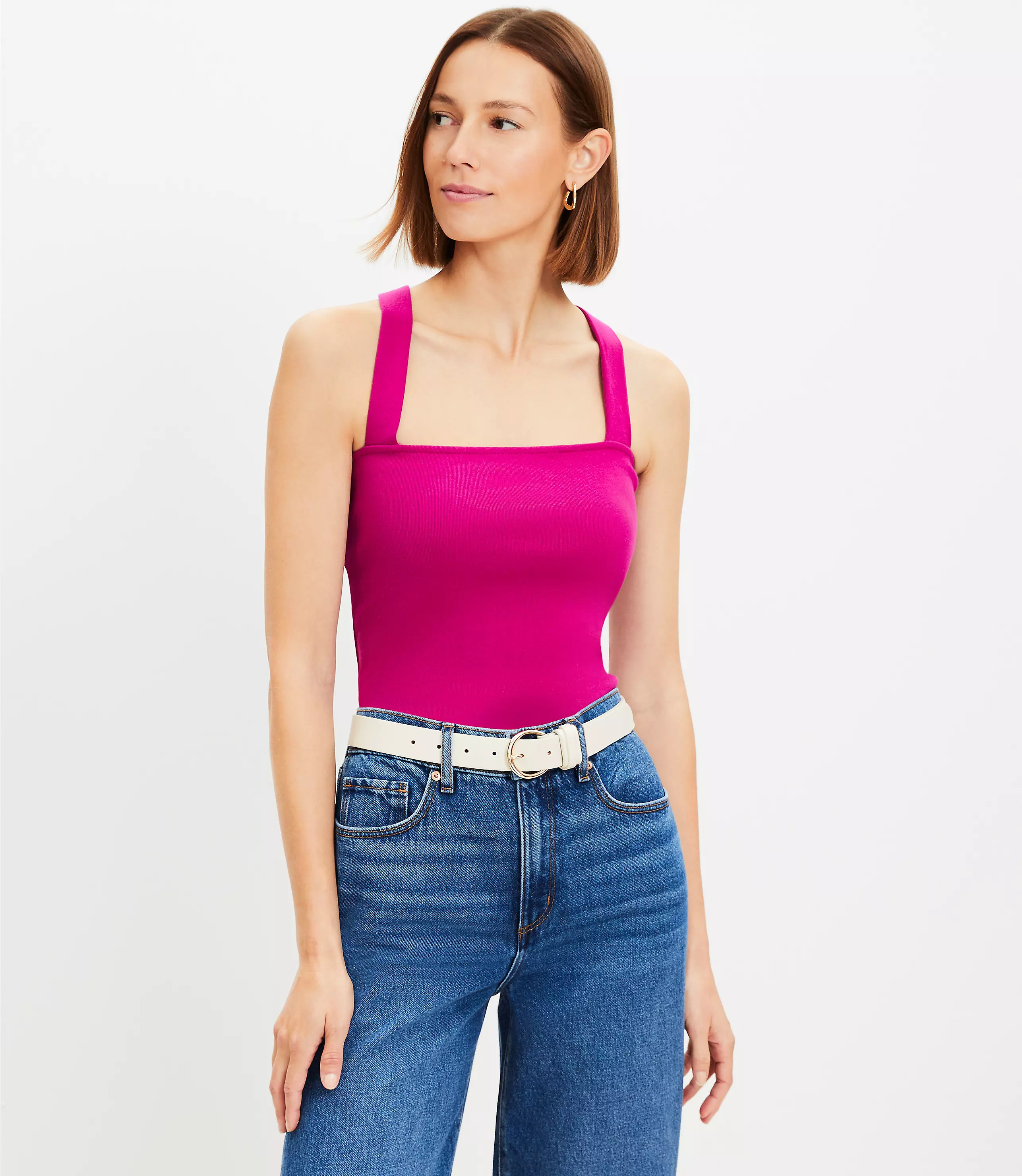 Ribbed Cross Strap Tank Top | LOFT