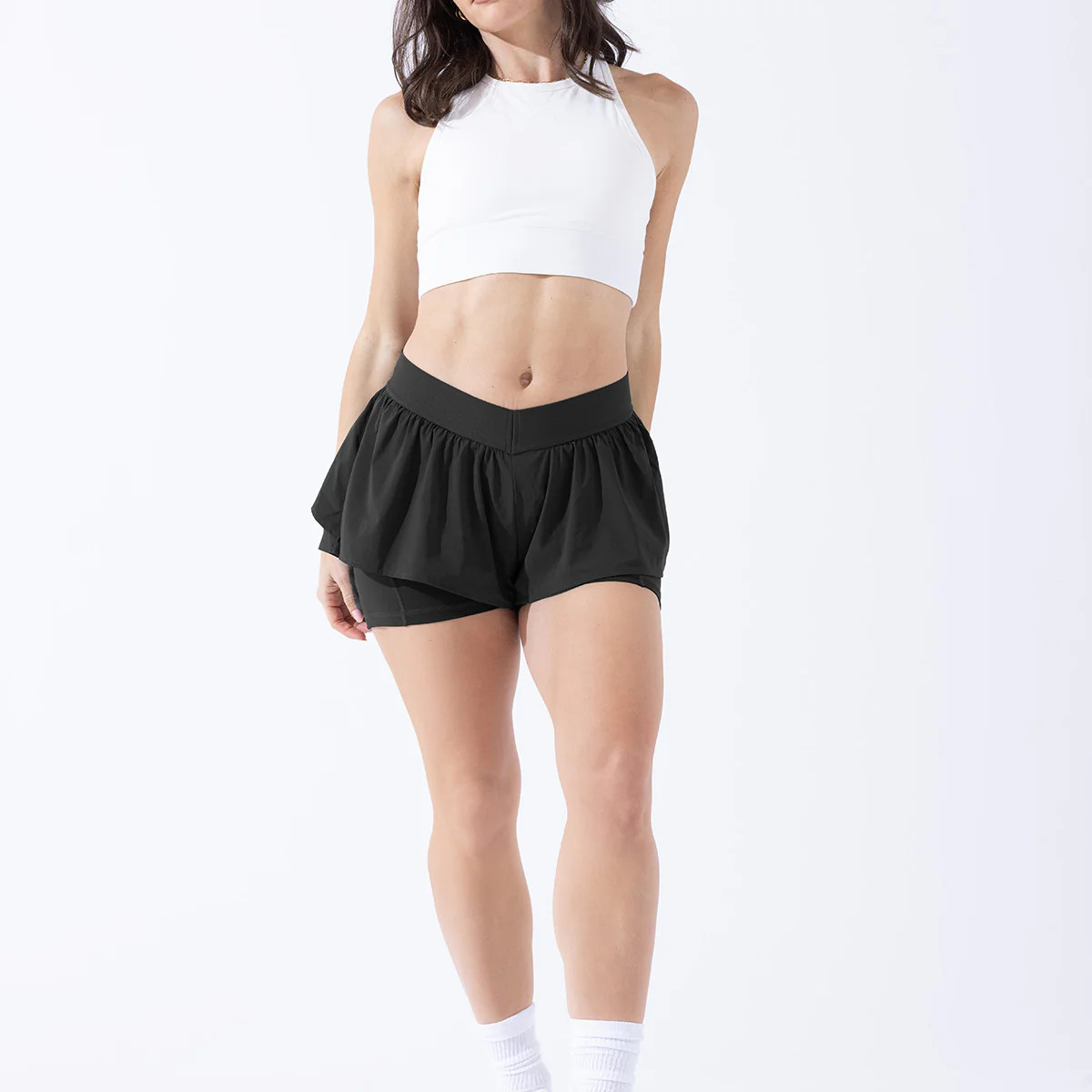 On the Run Ruffle Short - Black | POPFLEX