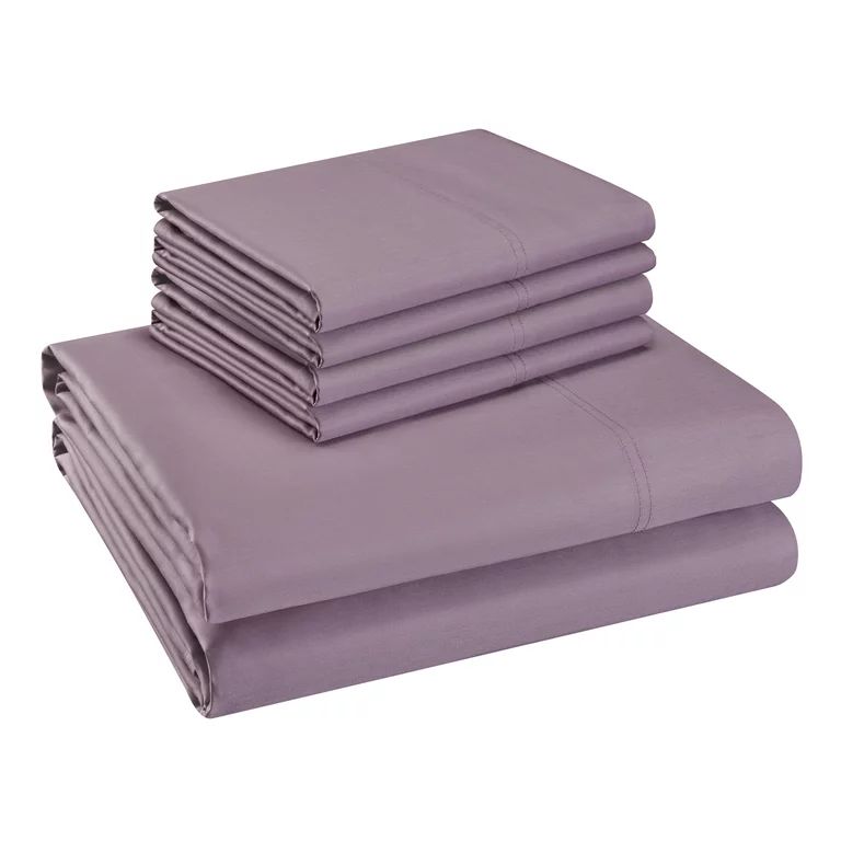 Hotel Style 800 Thread Count Cotton Rich Sateen Bed Sheet Set, King, Purple, Set of 6 | Walmart (US)