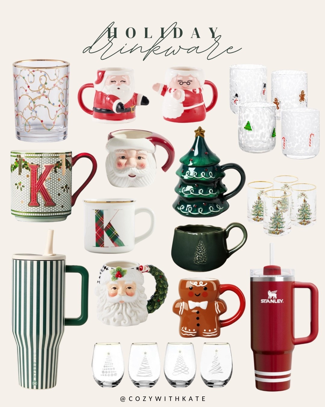 Holiday drink ware. Christmas coffee mugs . Holiday water bottle. Christmas icon glasses. 

#LTKHoliday #LTKGiftGuide #LTKSeasonal