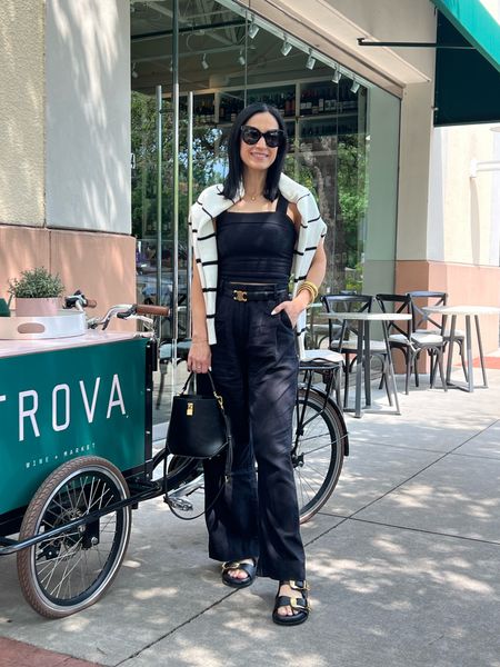 What I wore to lunch! Abercrombie, linen set, Anine bing sandals, mango bag, and Celine belt, gold jewelry 

#LTKfindsunder100 #LTKstyletip #LTKover40