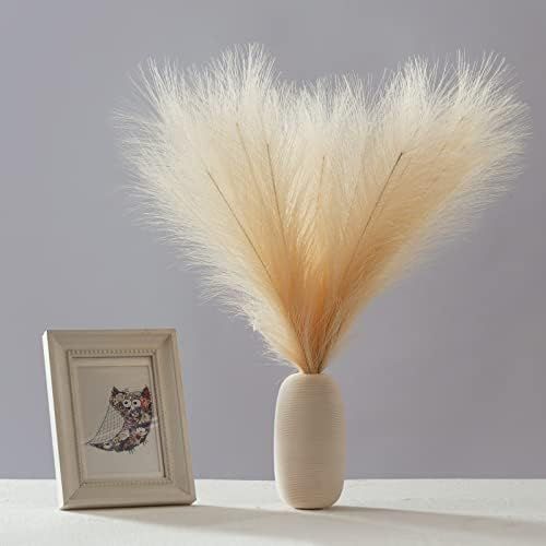 Rosopis Beige Small Faux Fluffy Pampas Grass 20 in(Set of 4) , Short Pampas Grass Decor Fluffy , ... | Amazon (US)