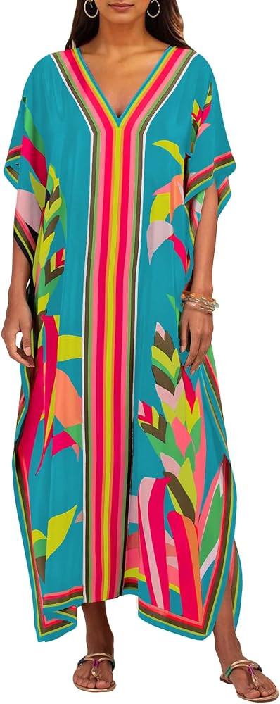 Bsubseach Women Plus Size Kaftan Dress Swimsuit Cover Up Caftan Maxi Beach Dresses Cover Ups | Amazon (US)