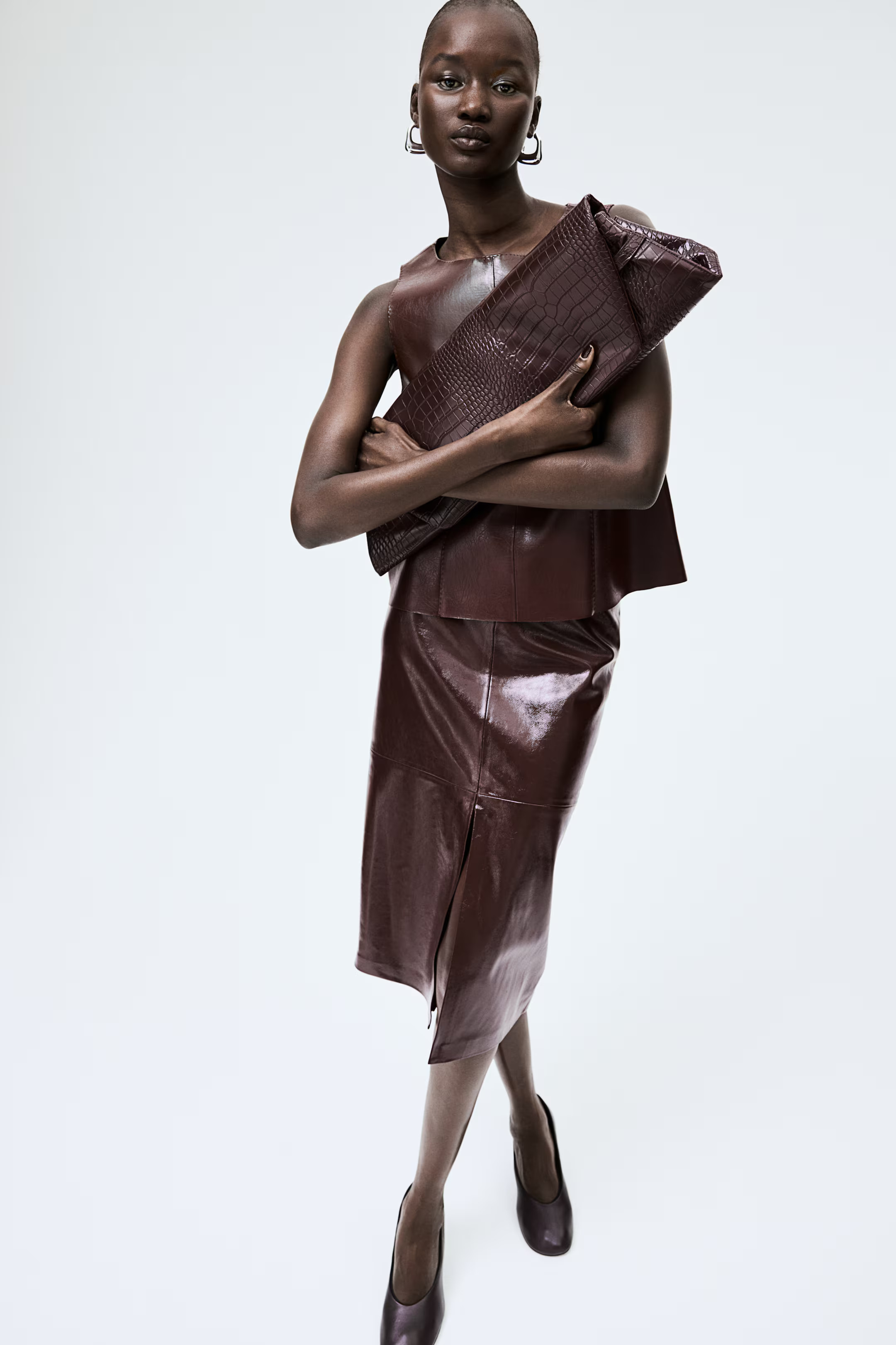 Coated pencil skirt | H&M (UK, MY, IN, SG, PH, TW, HK)