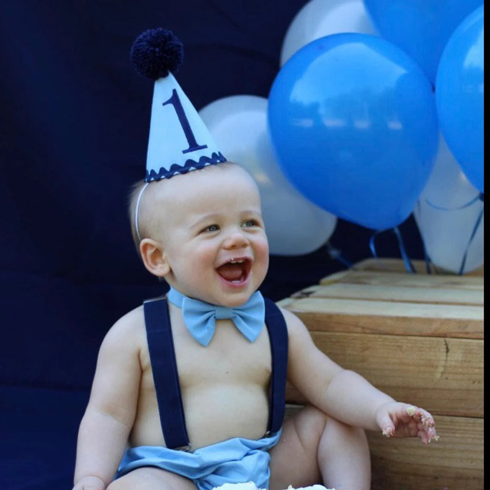 First Birthday Outfit Boy Cake Smash Baby Blue and Navy Outfit | Etsy | Etsy (US)