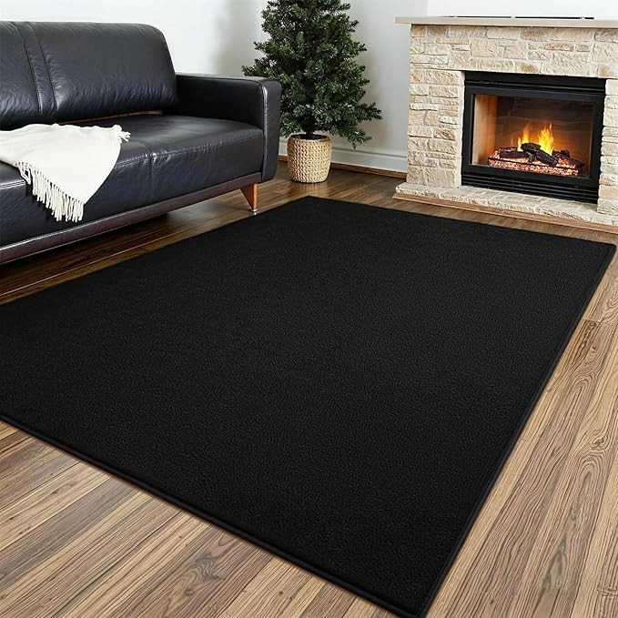 Vasofe Black Area Rug, 3x5 Area Rugs for Bedroom Living Room, Thickened Memory Foam Throw Carpet,... | Amazon (US)