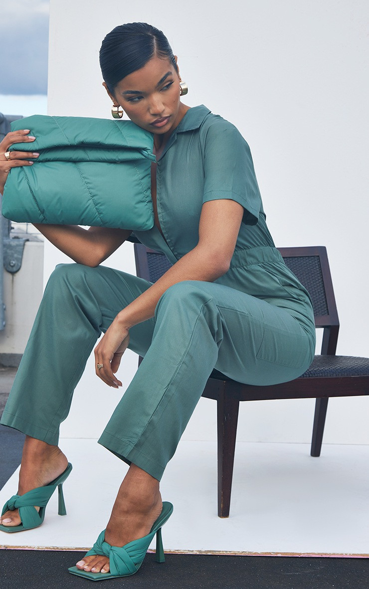 Sage Soft Nylon Knot Detail Square Toe High Heeled Mules | PrettyLittleThing US