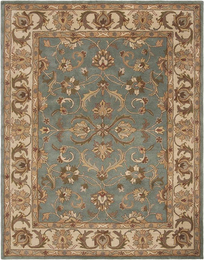 SAFAVIEH Heritage Collection Area Rug - 8' x 10', Blue & Beige, Handmade Traditional Oriental Woo... | Amazon (US)